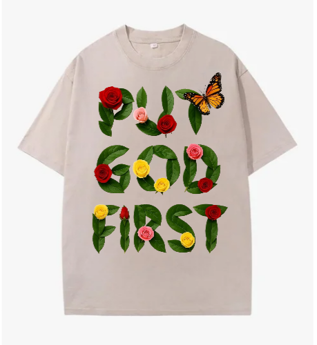 Put God First Acid Washed Tee